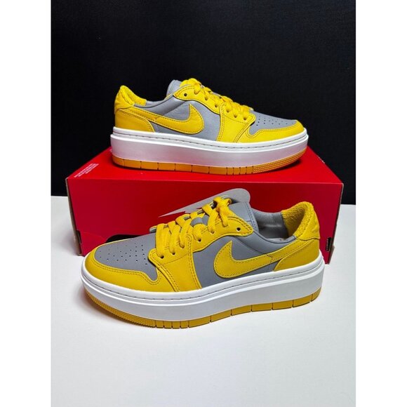 7 Women's Jordan 1 Elevate Low Cement Gray Varsity Maize DH7004 017 - Picture 2 of 9
